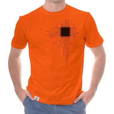 Herren T-Shirt - CPU Nerd IT dunkelblau-gelb S