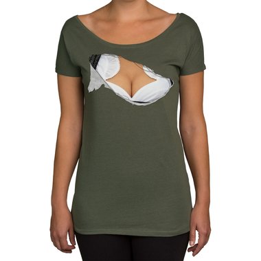 Damen T-Shirt U-Boot-Ausschnitt - Mei Dirndl hob I drunter
