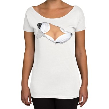 Damen T-Shirt U-Boot-Ausschnitt - Mei Dirndl hob I drunter