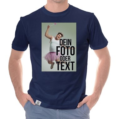 Dein individuelles T-Shirt mit deinem Bild und Text! Damen T-Shirt - dunkelblau M