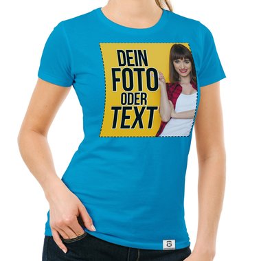 Dein individuelles T-Shirt mit deinem Bild und Text! Damen T-Shirt - dunkelblau M