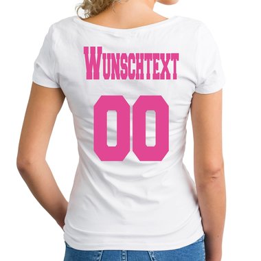 Personalisierbare Damen und Herren T-Shirts - Mit deinem Wunschtext und Nummer Damen V-Neck - dunkelgrau XS