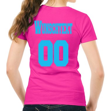 Personalisierbare Damen und Herren T-Shirts - Mit deinem Wunschtext und Nummer Damen V-Neck - dunkelgrau XS