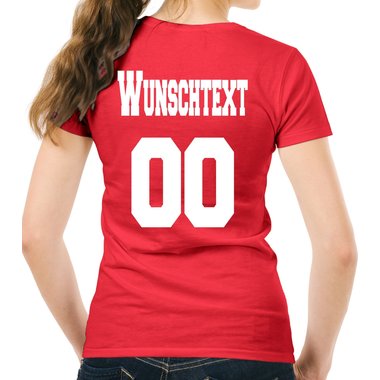 Personalisierbare Damen und Herren T-Shirts - Mit deinem Wunschtext und Nummer Damen V-Neck - dunkelgrau XS