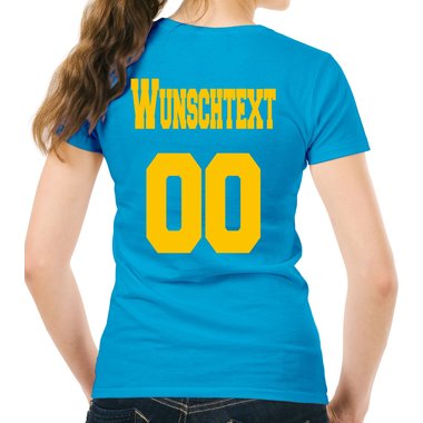 Personalisierbare Damen und Herren T-Shirts - Mit deinem Wunschtext und Nummer Damen V-Neck - dunkelgrau XS