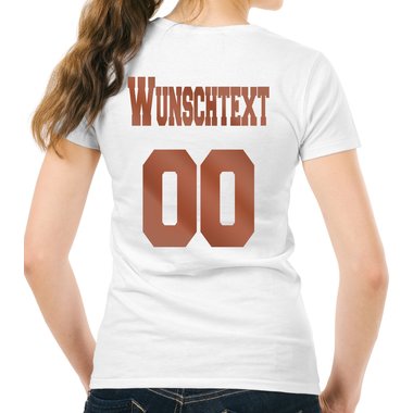 Personalisierbare Damen und Herren T-Shirts - Mit deinem Wunschtext und Nummer Damen V-Neck - dunkelgrau XS