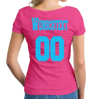 Personalisierbare Damen und Herren T-Shirts - Mit deinem Wunschtext und Nummer Damen V-Neck - dunkelgrau XS