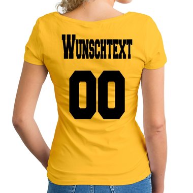 Personalisierbare Damen und Herren T-Shirts - Mit deinem Wunschtext und Nummer Damen V-Neck - dunkelgrau XS