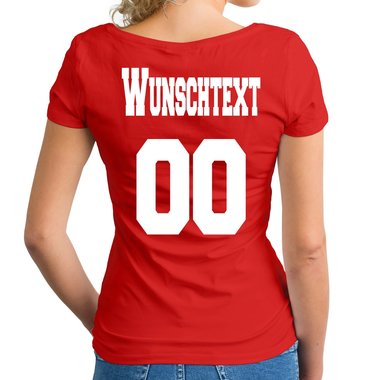 Personalisierbare Damen und Herren T-Shirts - Mit deinem Wunschtext und Nummer Damen V-Neck - dunkelgrau XS