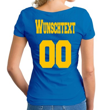 Personalisierbare Damen und Herren T-Shirts - Mit deinem Wunschtext und Nummer Damen V-Neck - dunkelgrau XS