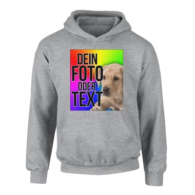 Designe deinen Damen, Herren oder Kinder Hoodie - Mit deinem individuellen Bild und Text!