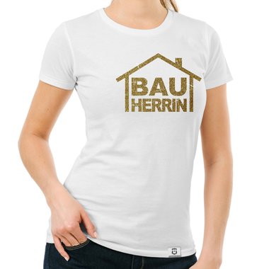 Damen Bauherrinnen Shirts - Rundhals und V-Neck - Glitzer