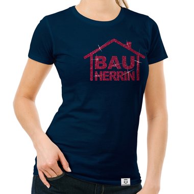 Damen Bauherrinnen Shirts - Rundhals und V-Neck - Glitzer