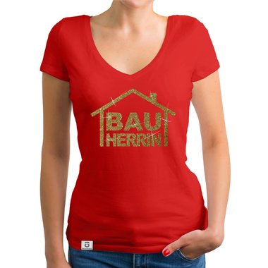 Damen Bauherrinnen Shirts - Rundhals und V-Neck - Glitzer