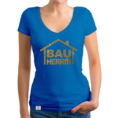 Damen Bauherrinnen Shirts - Rundhals und V-Neck - Glitzer
