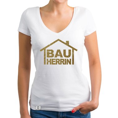 Damen Bauherrinnen Shirts - Rundhals und V-Neck - Glitzer