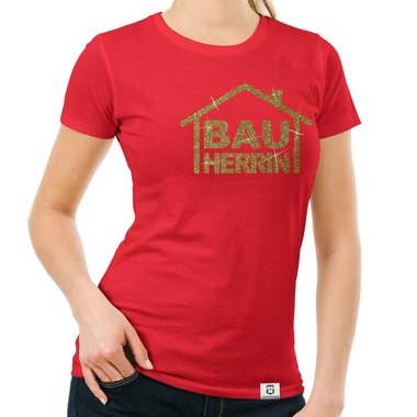 Damen Bauherrinnen Shirts - Rundhals und V-Neck - Glitzer