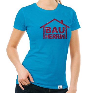 Damen Bauherrinnen Shirts - Rundhals und V-Neck - Glitzer V-Neck weiss-schwarzglitzer XXL