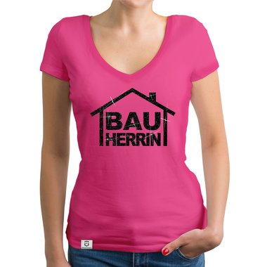 Damen Bauherrinnen Shirts - Rundhals und V-Neck - Glitzer V-Neck weiss-schwarzglitzer XXL