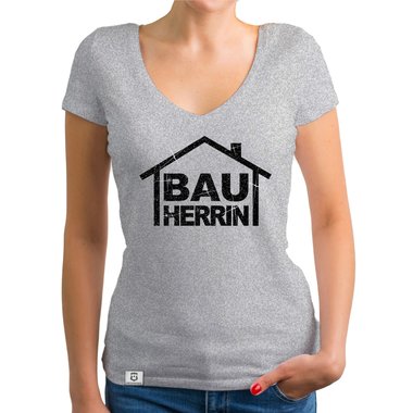 Damen Bauherrinnen Shirts - Rundhals und V-Neck - Glitzer V-Neck weiss-schwarzglitzer XXL