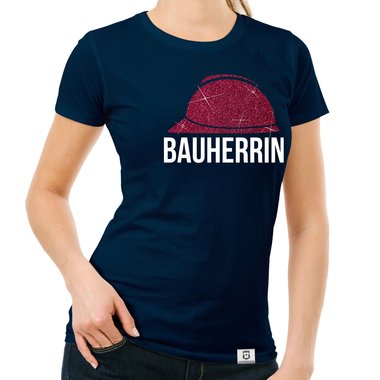 Damen Bauherrin Helm Shirts - Rundhals und V-Neck - Glitzer