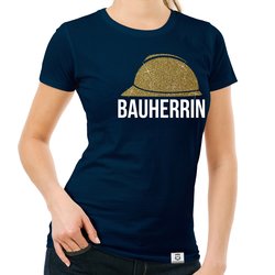 Damen Bauherrin Helm Shirts - Rundhals und V-Neck - Glitzer