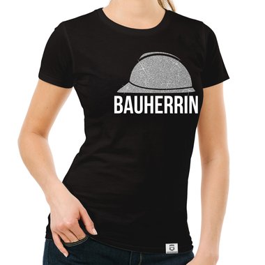 Damen Bauherrin Helm Shirts - Rundhals und V-Neck - Glitzer Rundhals dunkelblau-goldglitzer S