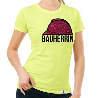 Damen Bauherrin Helm Shirts - Rundhals und V-Neck - Glitzer Rundhals dunkelblau-goldglitzer S