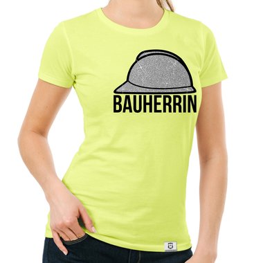 Damen Bauherrin Helm Shirts - Rundhals und V-Neck - Glitzer Rundhals dunkelblau-goldglitzer S