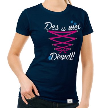 Damen Oktoberfest Shirts - Rundhals, U-Boot und V-Ausschnitt - Des is mei Dirndl!