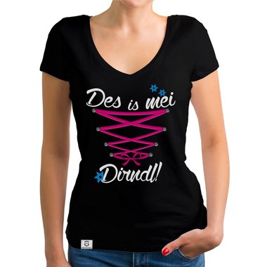 Damen Oktoberfest Shirts - Rundhals, U-Boot und V-Ausschnitt - Des is mei Dirndl!