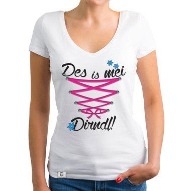 Damen Oktoberfest Shirts - Rundhals, U-Boot und V-Ausschnitt - Des is mei Dirndl!