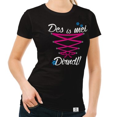 Damen Oktoberfest Shirts - Rundhals, U-Boot und V-Ausschnitt - Des is mei Dirndl!