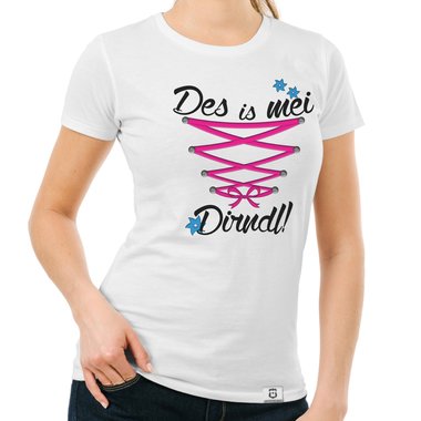 Damen Oktoberfest Shirts - Rundhals, U-Boot und V-Ausschnitt - Des is mei Dirndl!
