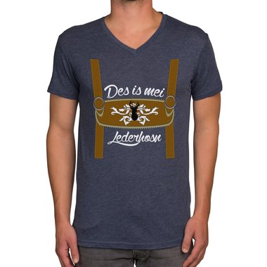Herren Oktoberfest T-Shirts - Des is mei Lederhosn! - Mnner Shirt mit Rundhals- und V-Ausschnitt