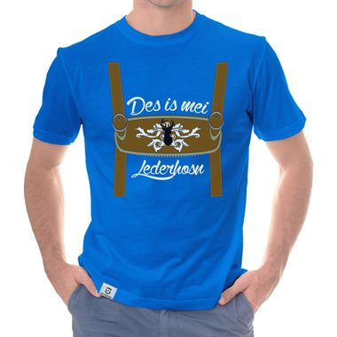 Herren Oktoberfest T-Shirts - Des is mei Lederhosn! - Mnner Shirt mit Rundhals- und V-Ausschnitt V-Neck dunkelblau-weiss XXXL
