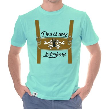 Herren Oktoberfest T-Shirts - Des is mei Lederhosn! - Mnner Shirt mit Rundhals- und V-Ausschnitt V-Neck dunkelblau-weiss XXXL