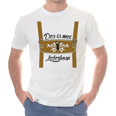 Herren Oktoberfest T-Shirts - Des is mei Lederhosn! - Mnner Shirt mit Rundhals- und V-Ausschnitt V-Neck dunkelblau-weiss XXXL