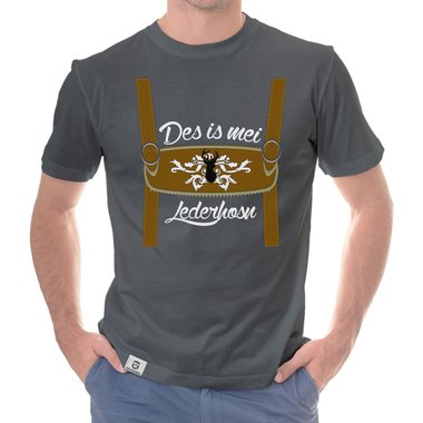 Herren Oktoberfest T-Shirts - Des is mei Lederhosn! - Mnner Shirt mit Rundhals- und V-Ausschnitt V-Neck dunkelblau-weiss XXXL