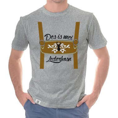 Herren Oktoberfest T-Shirts - Des is mei Lederhosn! - Mnner Shirt mit Rundhals- und V-Ausschnitt V-Neck dunkelblau-weiss XXXL
