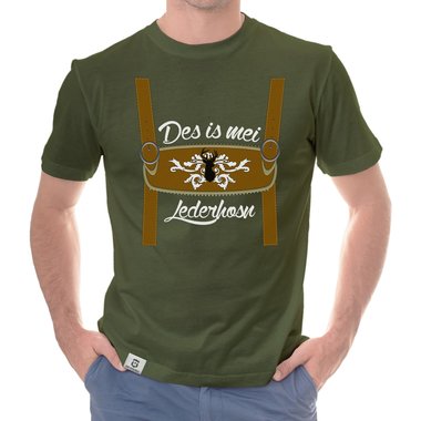 Herren Oktoberfest T-Shirts - Des is mei Lederhosn! - Mnner Shirt mit Rundhals- und V-Ausschnitt V-Neck dunkelblau-weiss XXXL