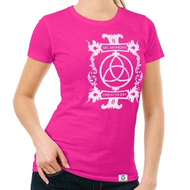 Damen T-Shirts mit Rund- oder V-Ausschnitt - Sic mundus creatus est Rundhals dunkelblau-weiss S