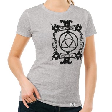 Damen T-Shirts mit Rund- oder V-Ausschnitt - Sic mundus creatus est Rundhals dunkelblau-weiss S