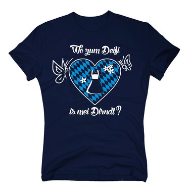 T-Shirt Oktoberfest Wo zum Deifi is mei Dirndl?