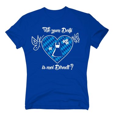 T-Shirt Oktoberfest Wo zum Deifi is mei Dirndl?