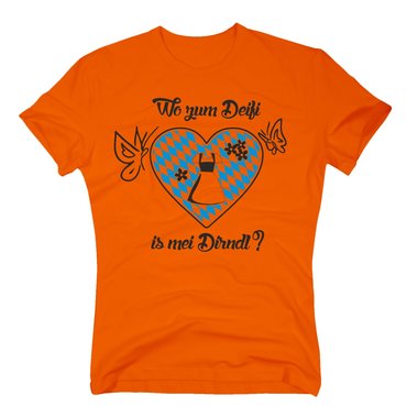 T-Shirt Oktoberfest Wo zum Deifi is mei Dirndl?