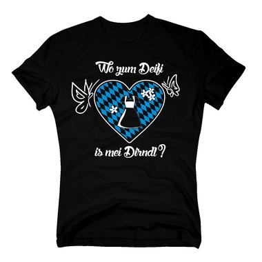 T-Shirt Oktoberfest Wo zum Deifi is mei Dirndl?