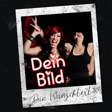 T-Shirts selbst gestalten - Mit deinem Foto und Text/Namen in tollen Rahmen - Herren, Damen und Kinder Damen-Polaroid-schwarz XS