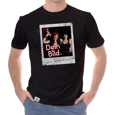 T-Shirts selbst gestalten - Mit deinem Foto und Text/Namen in tollen Rahmen - Herren, Damen und Kinder Damen-Polaroid-schwarz XS