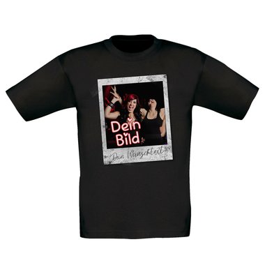 T-Shirts selbst gestalten - Mit deinem Foto und Text/Namen in tollen Rahmen - Herren, Damen und Kinder Kinder-Wanted-weiss 152-164